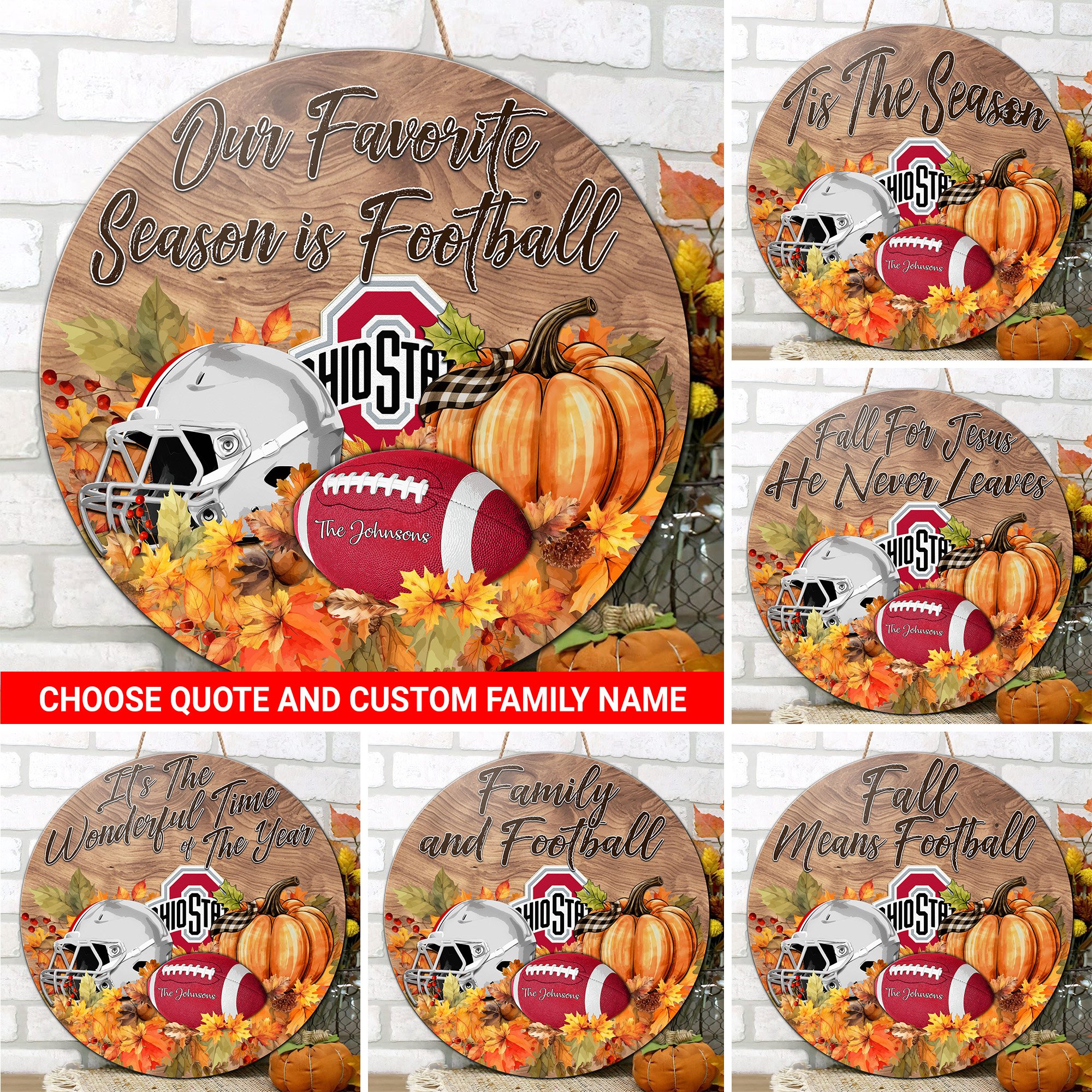 Ohio State Buckeyes Shape Wooden Sign Custom Your Family Name And Choose Your Quotes, Sport Sign, Sport Gifts For Fan, Home Decorations EHIVM-59971